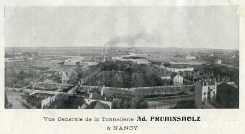 Vue aérienne de la tonnellerie Fruhinsholz (Nancy)