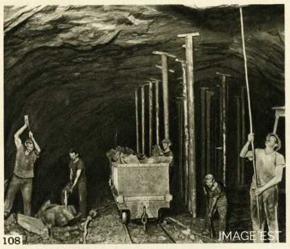 Boisage et sondage d'une galerie de mine (Tucquegnieux)