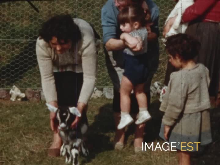 Jeux d’enfants et chèvres au jardin